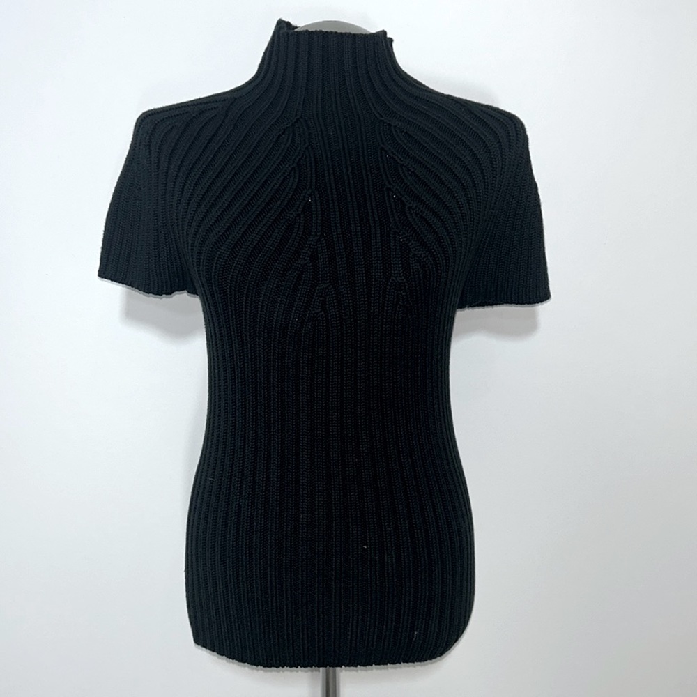Michael Kors Black Short-Sleeve Turtleneck Sweater